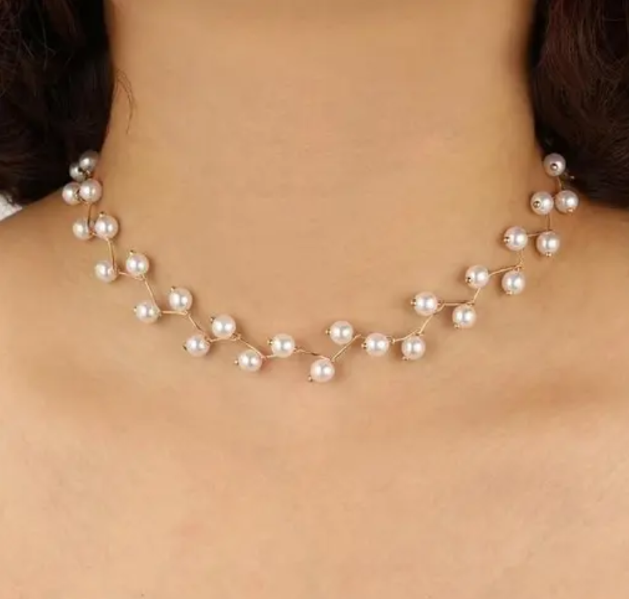 Pearls American Diamonds Necklace Chain