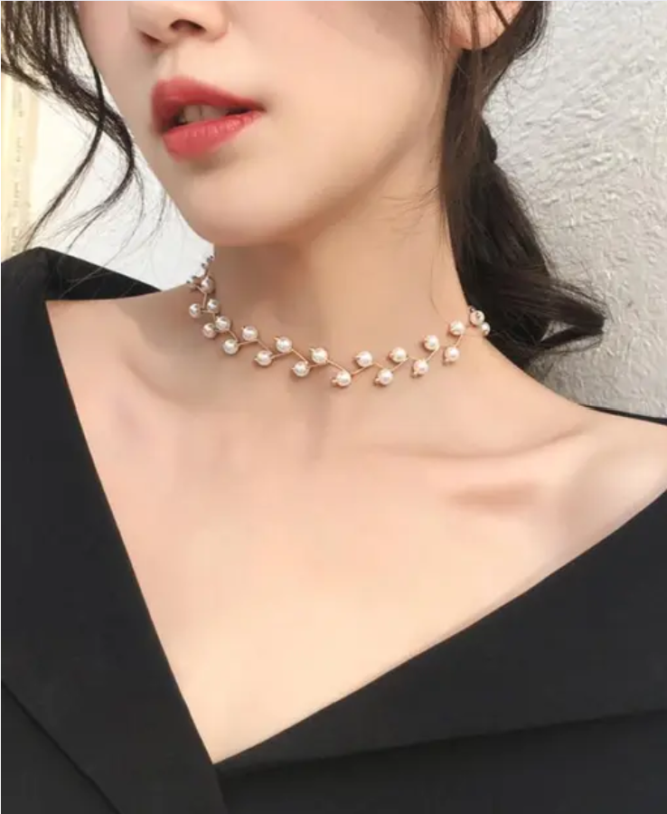 Pearls American Diamonds Necklace Chain
