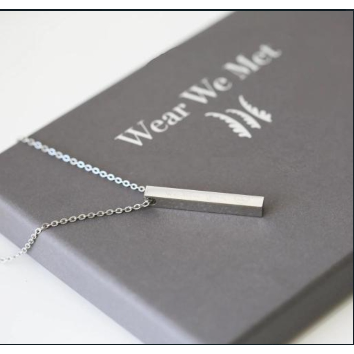 Silver Bar Cuboid Stick Stainless Steel Chain