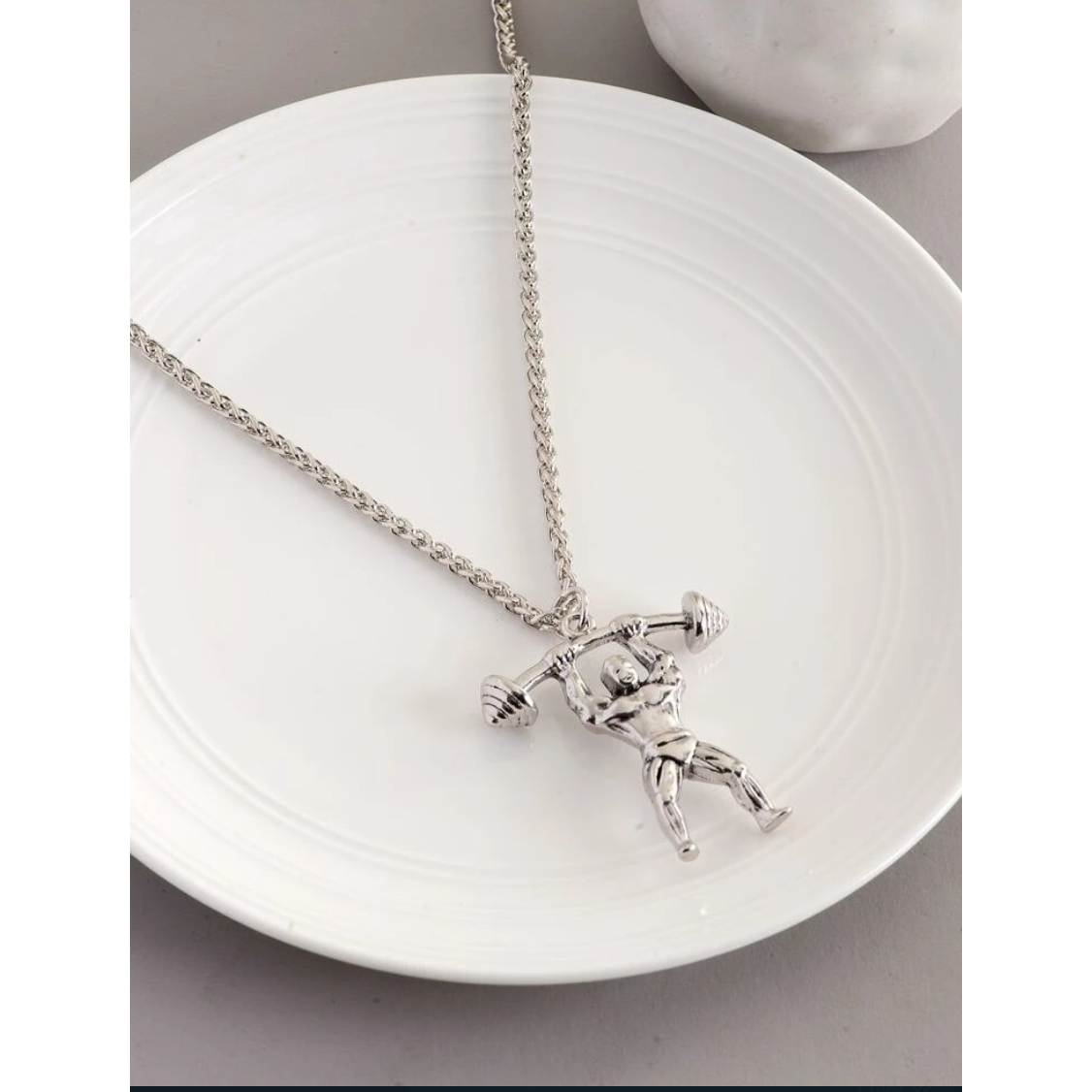 Men Fitness Strong Bodybuilding Silver Chain