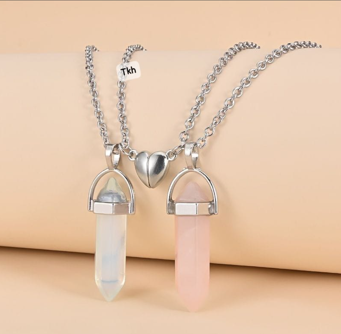 Magnetic Couple Matching Split Heart Necklace Chain