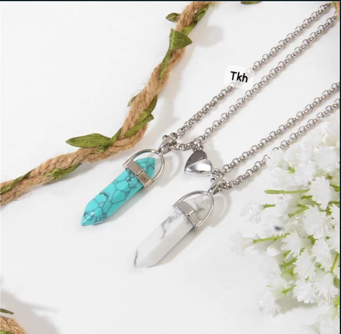 Magnetic Couple Matching Split Heart Necklace Chain