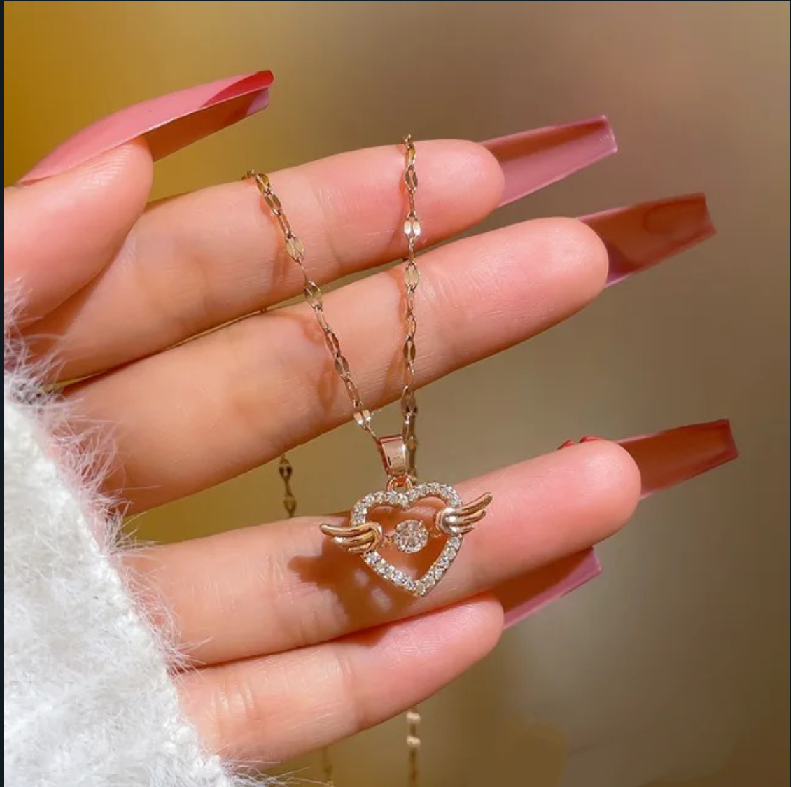 Anti Tarnish Ange Wing Pendant Chain
