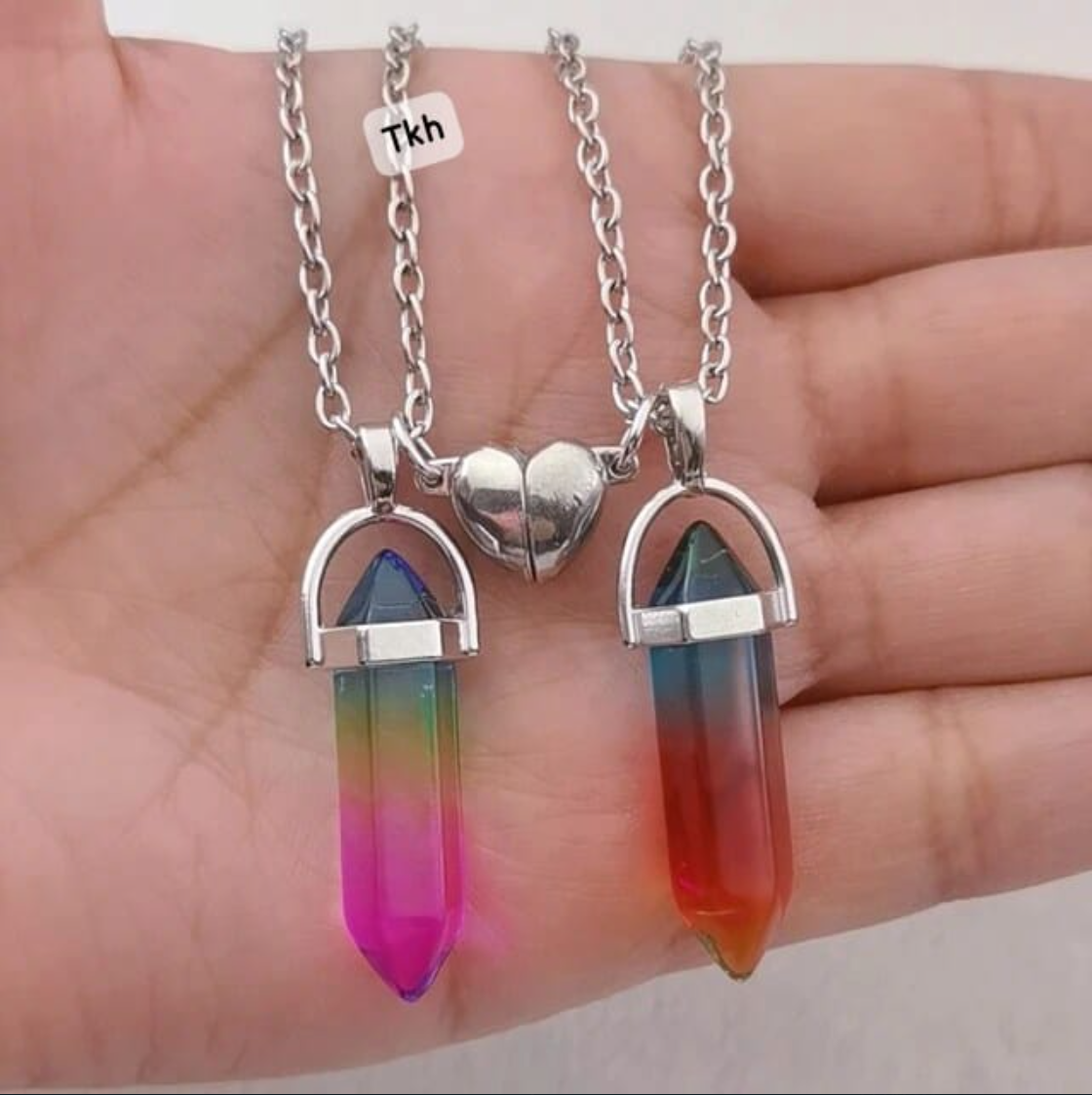 Magnetic Couple Matching Split Heart Necklace Chain