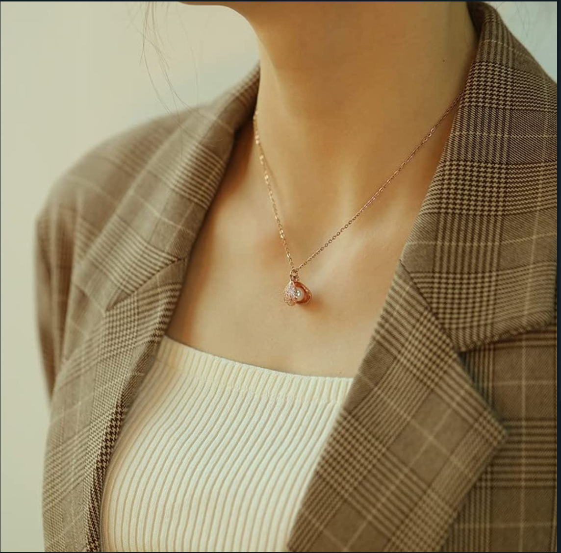 Pearl shell Anti Tarnish Pendant Chain