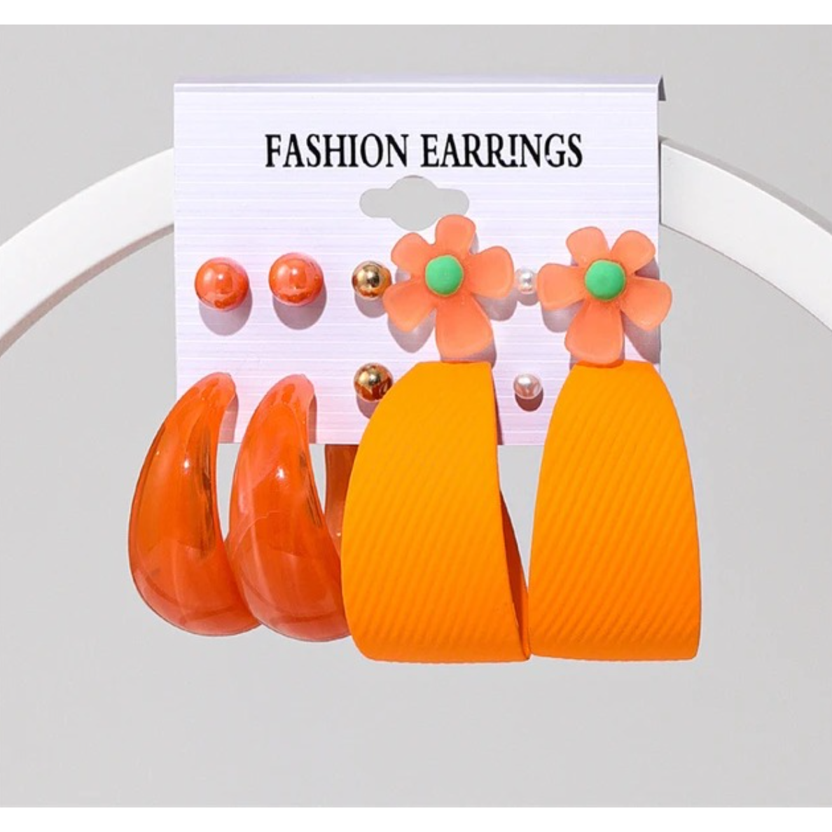 Colorful Big Hoop and Flower Drop Earring