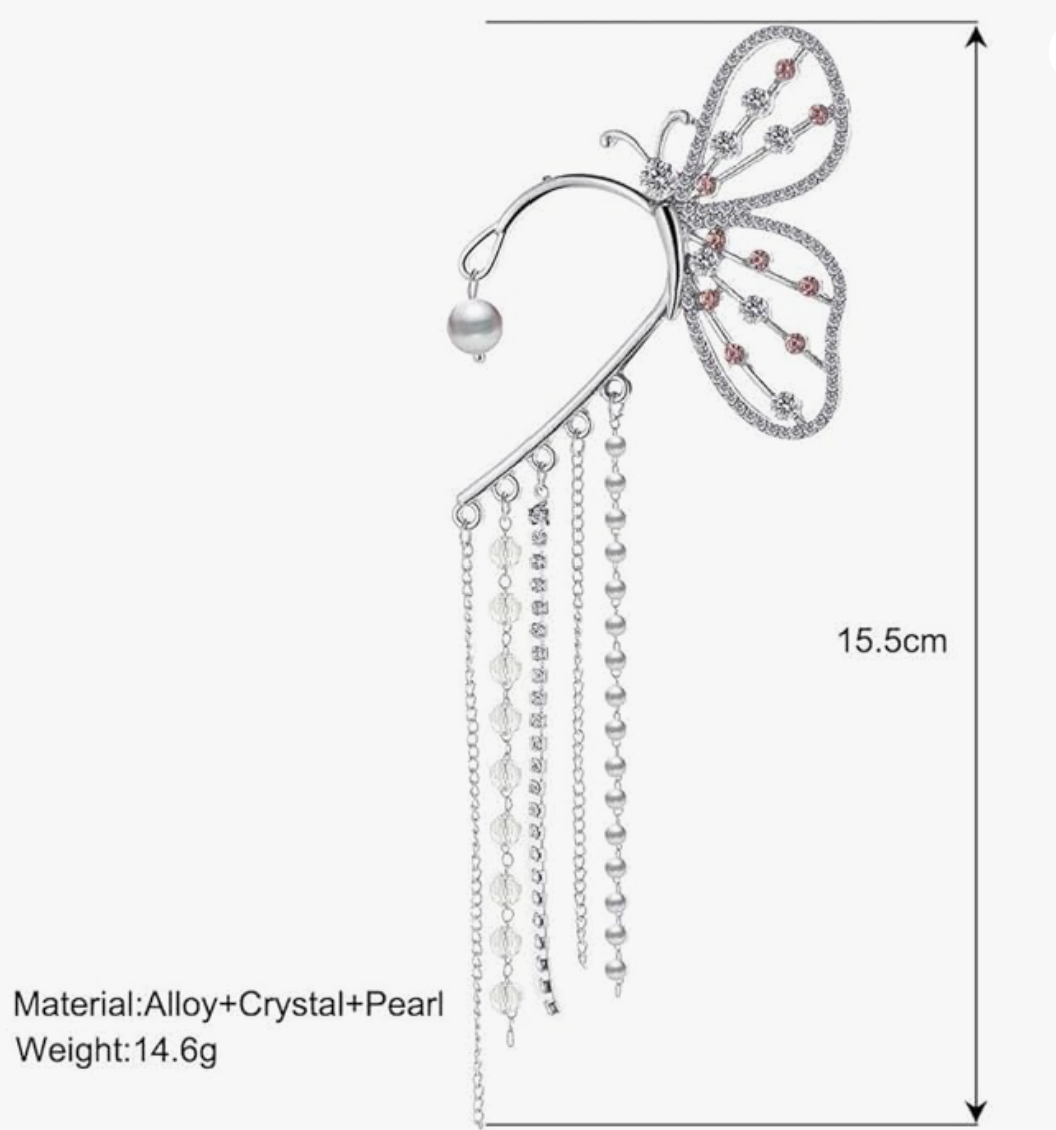 Butterfly Tassel Cuff Earrings