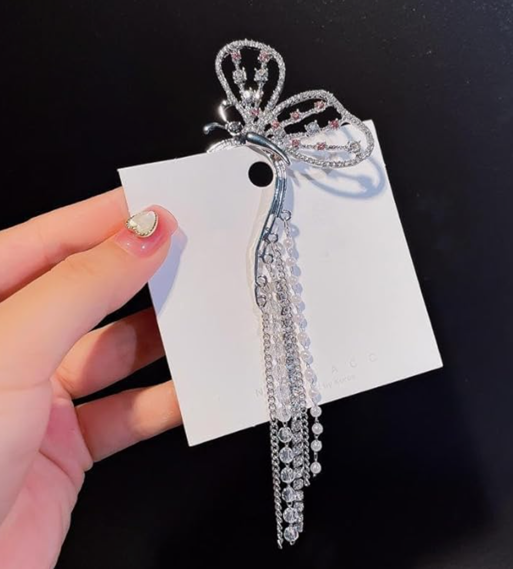 Butterfly Tassel Cuff Earrings