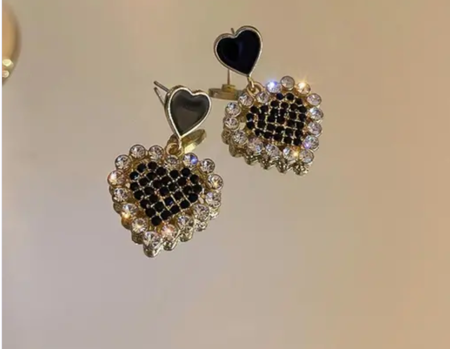 Black Heart Drop Earring