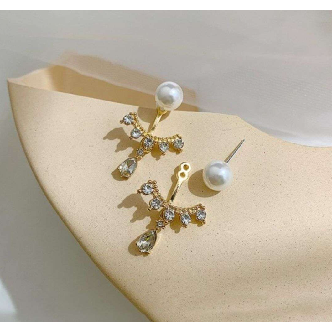 Pearl Diamond Drop Earring
