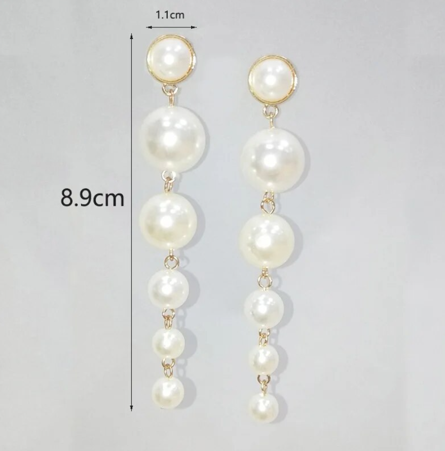 Long Pearl Drop Earring