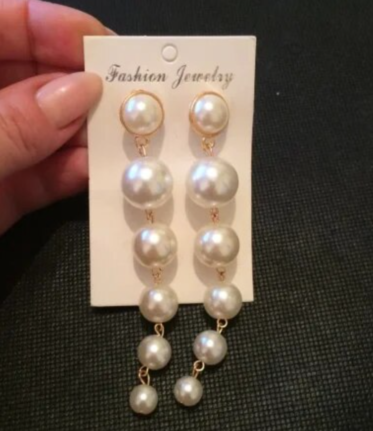 Long Pearl Drop Earring