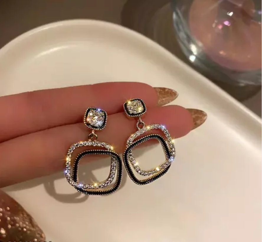 Double Layer Square Drop Earring