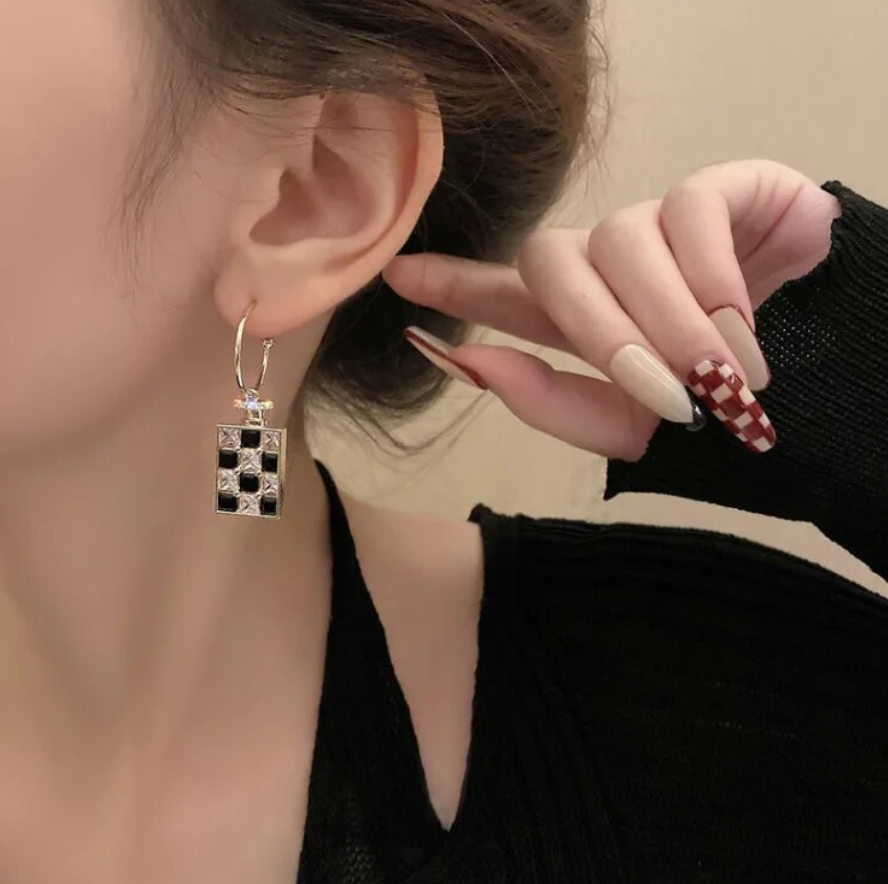 Black and Gold Hoop Earring