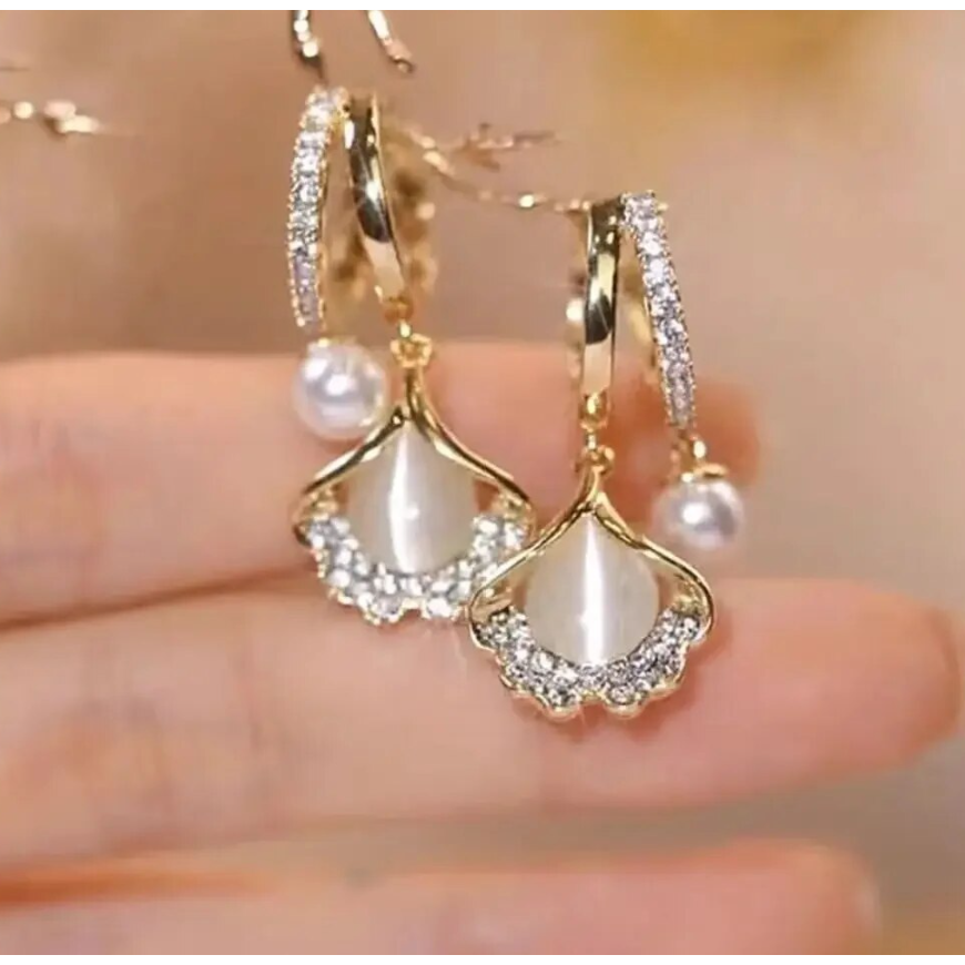 Half Bloom Flower Gold Plated Earring