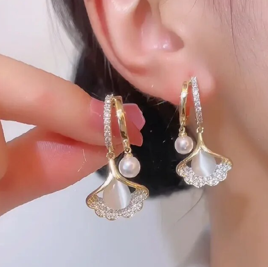 Half Bloom Flower Gold Plated Earring