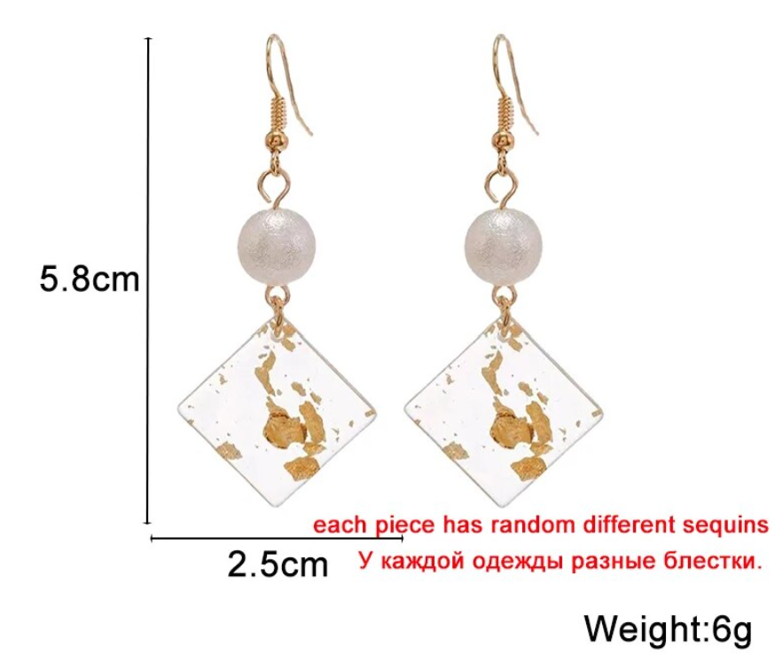 Square Pearl Drop Earring