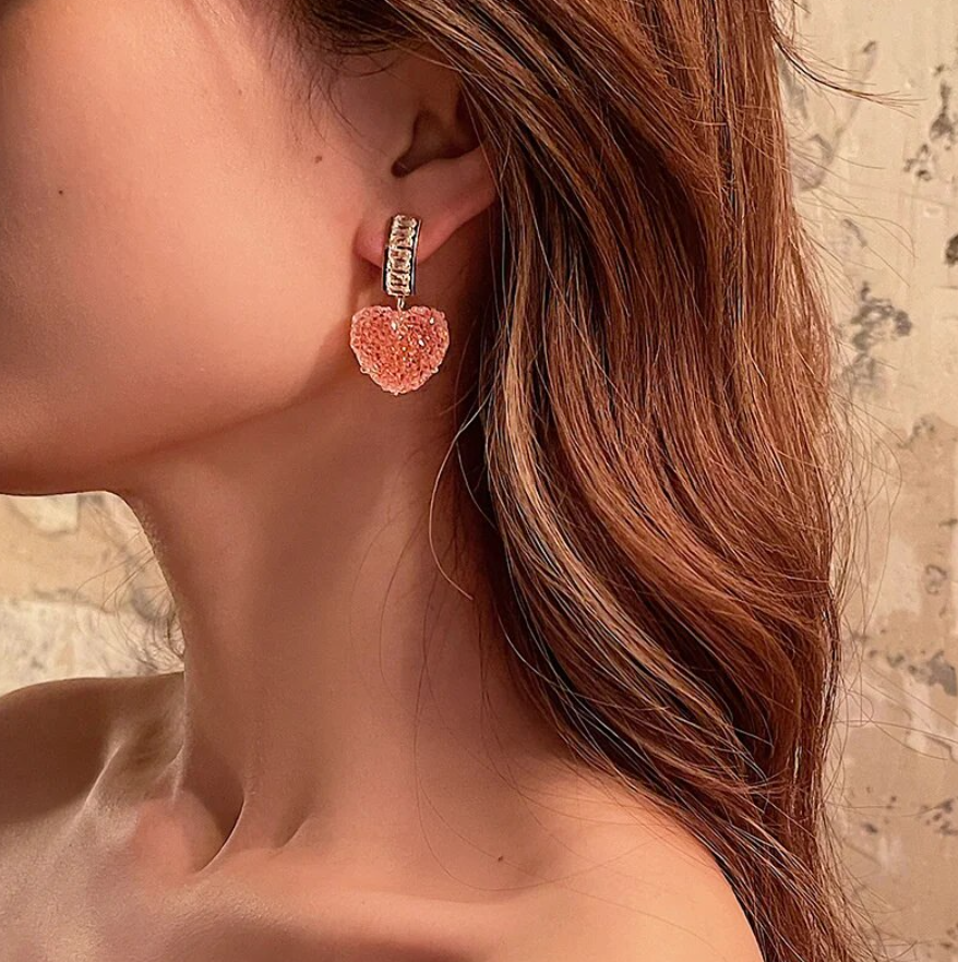 Cute Peach Heart Earrings