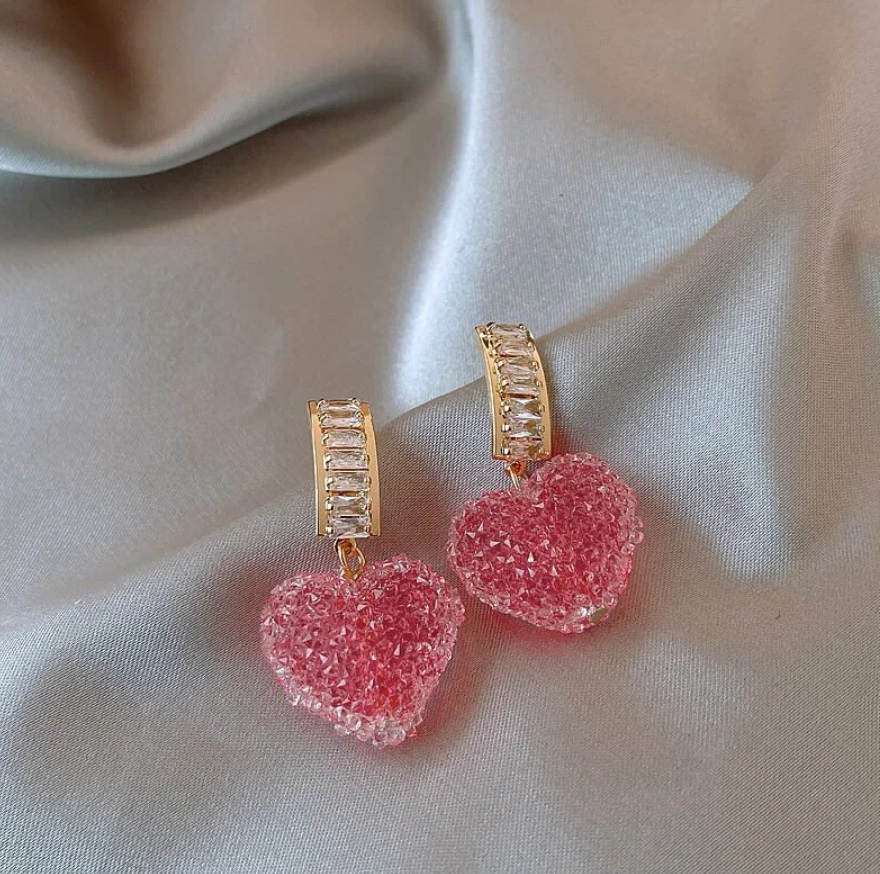 Cute Peach Heart Earrings