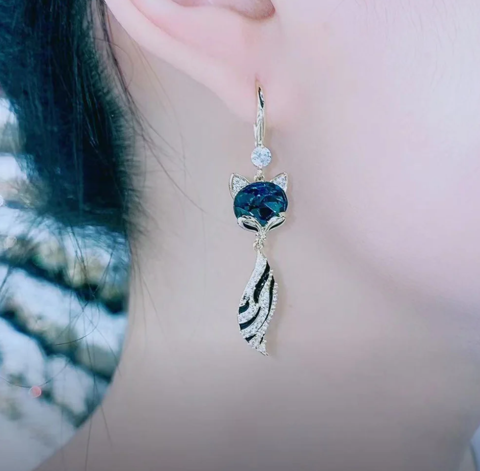 Blue Gem Diamond Earrings