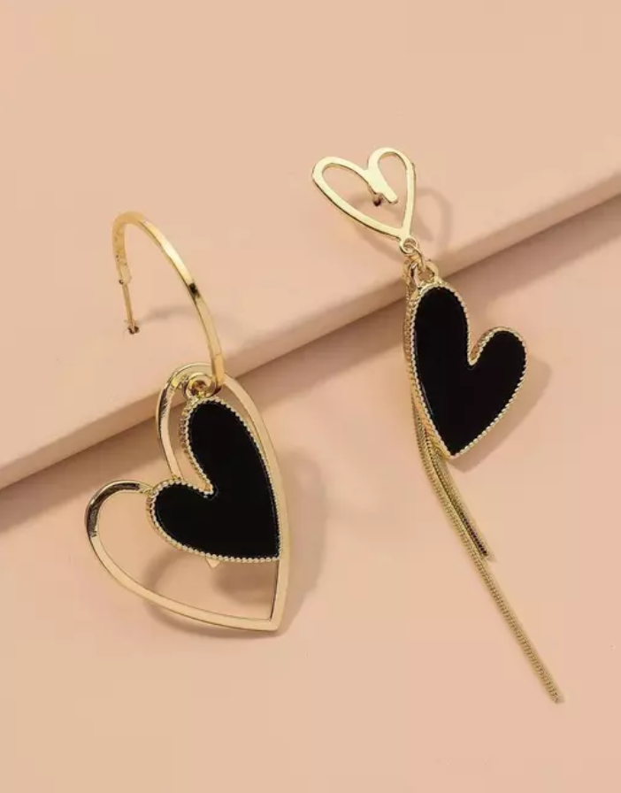 Asymmetric Mismatched Heart Earrings