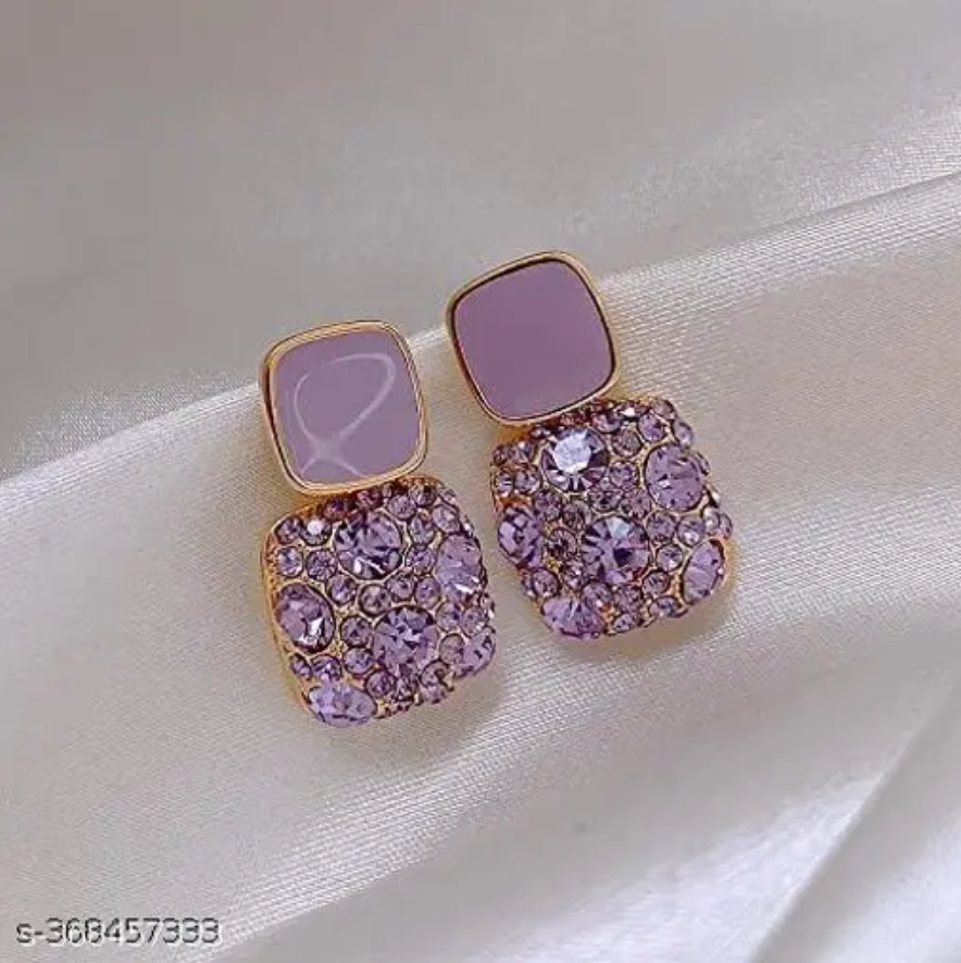 Purple Stone Drop Earring