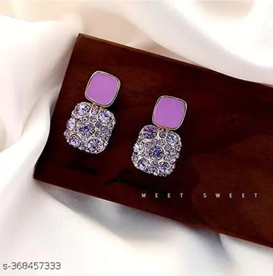 Purple Stone Drop Earring