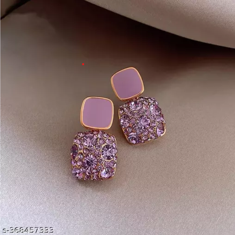 Purple Stone Drop Earring