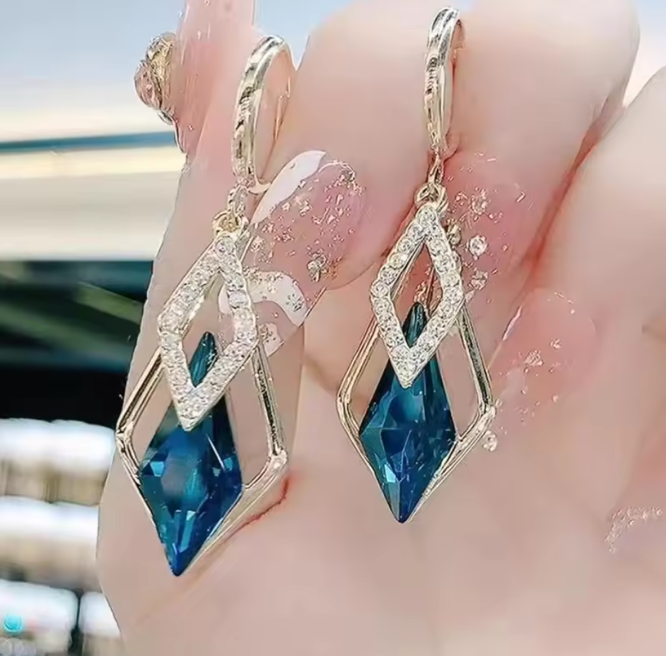 Pink Gem Stone Drop Earring
