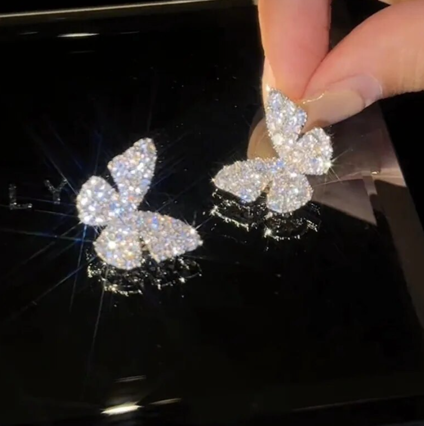 Cute Silver Butterfly Stud Earring