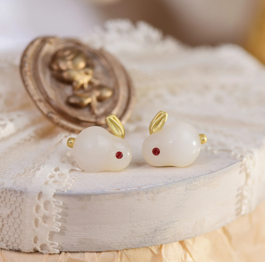 Cute White Bunny Stud Earring