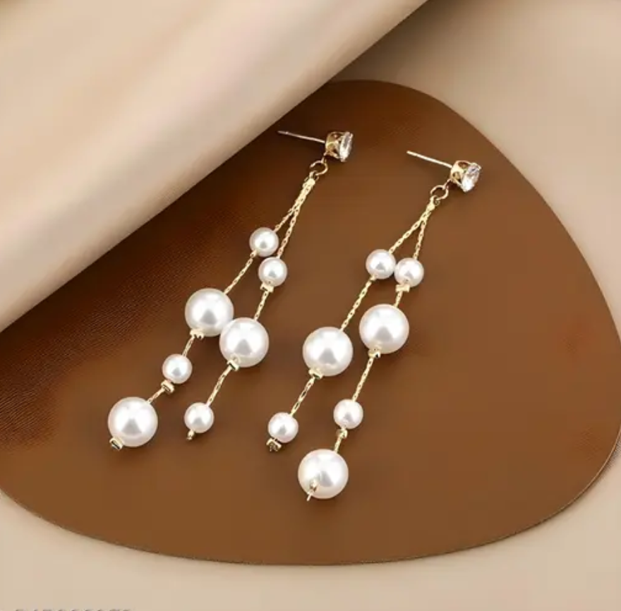 Long Pearl Drop Earring