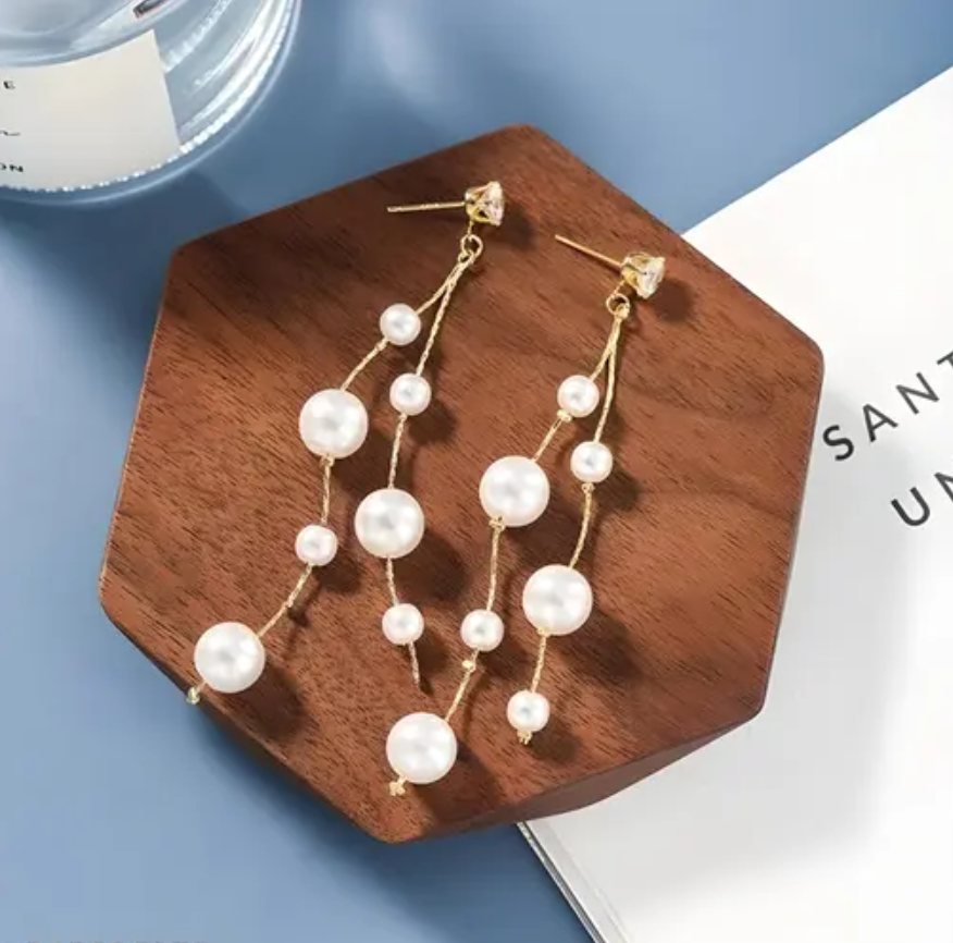 Long Pearl Drop Earring