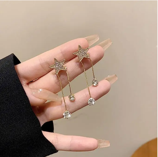 Gold Stud With Drop Earring