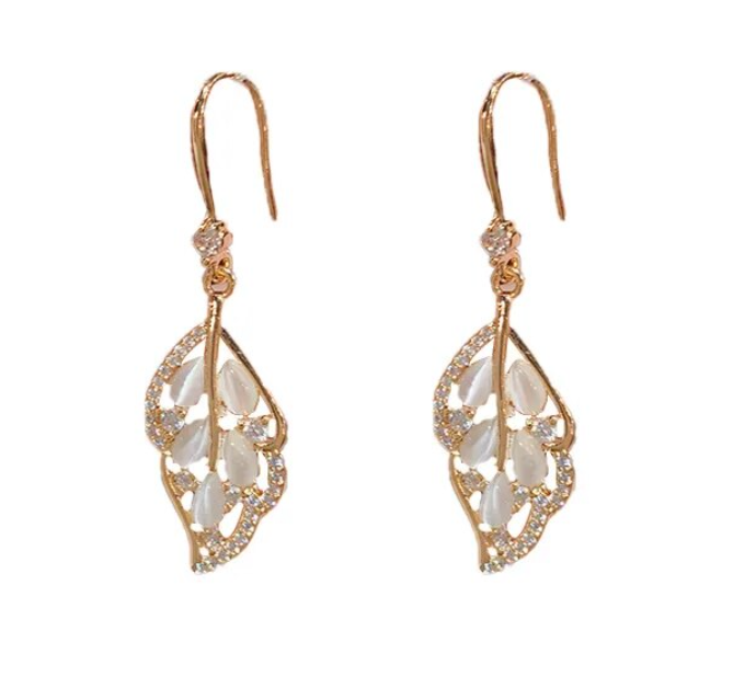 Korean Leaf Hoop Earrings