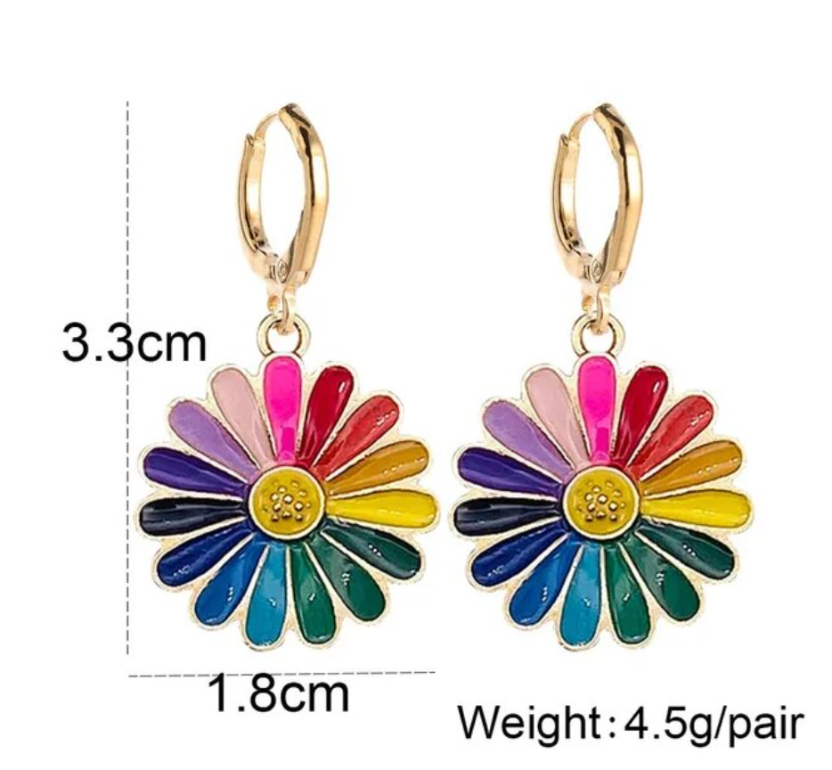 Colorful Sunflower Drop Earrings