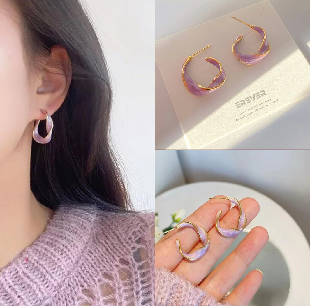 Purple Hoop Earring