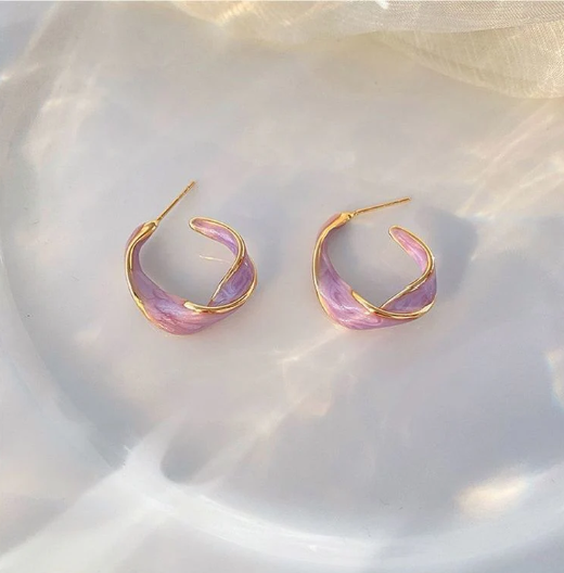 Purple Hoop Earring