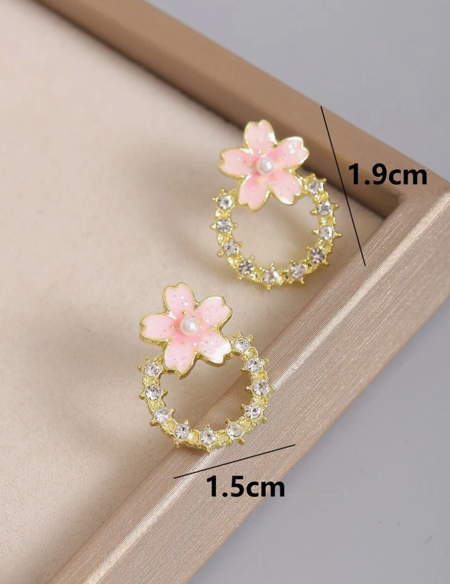 Pink Tulip Flowers Stud Earring