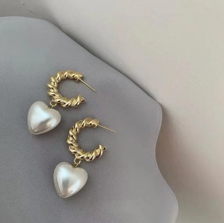 Pearl Heart Hoop Earring