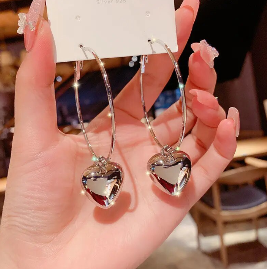 Gold Heart Hoop Earring