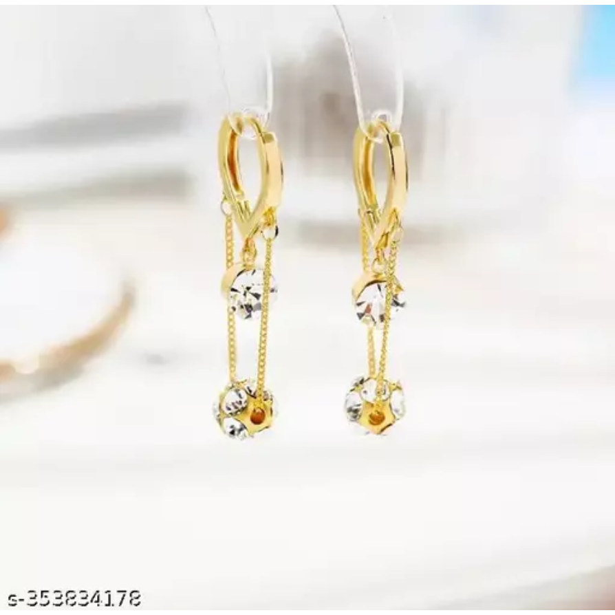 Diamond-Studded Ball Tassel Earrings