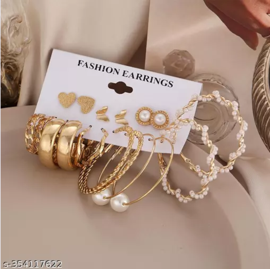 Pearl Studs and Hoop Earring