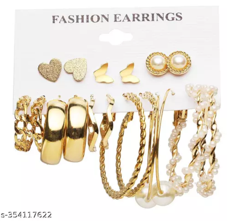Pearl Studs and Hoop Earring