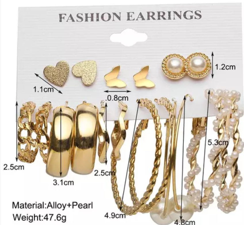 Pearl Studs and Hoop Earring