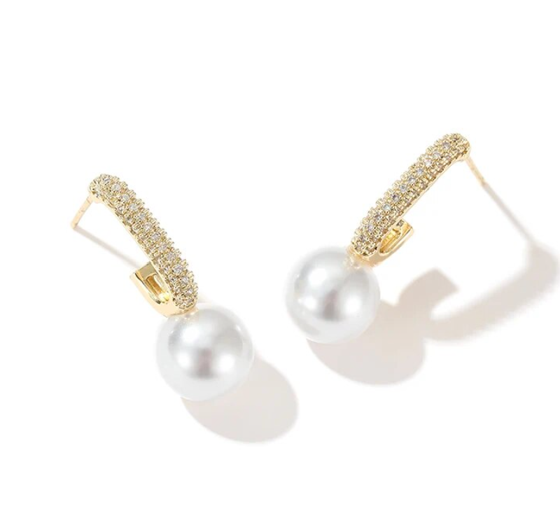 Gold Plated Pearl Beaded Earrings