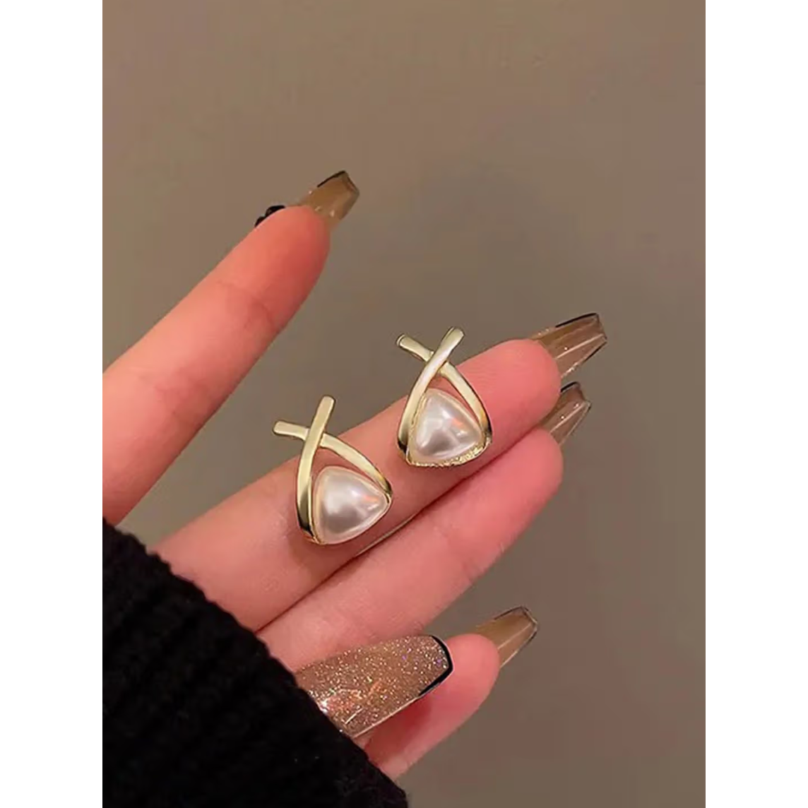 Pearl Cross Stud Earring