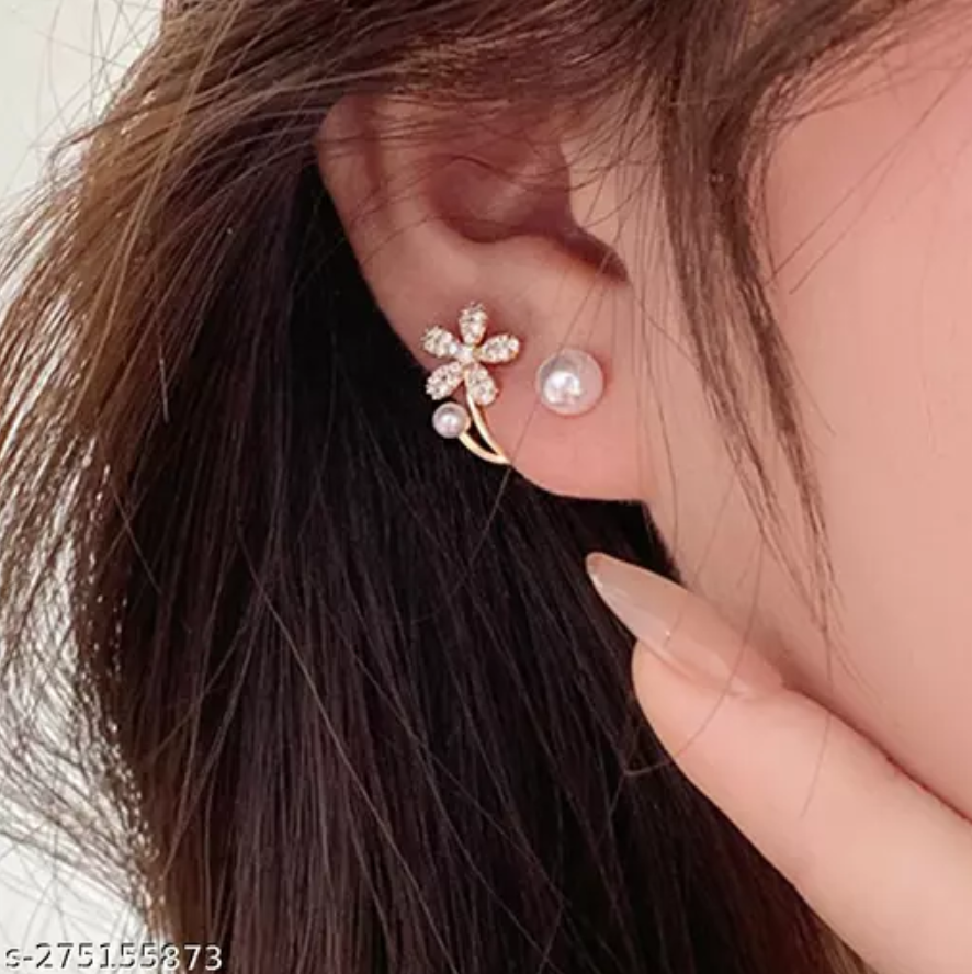 Flower Pearl Korean Stud