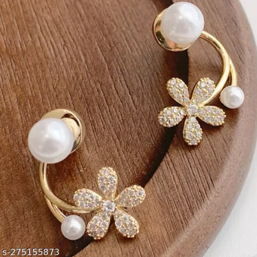 Flower Pearl Korean Stud