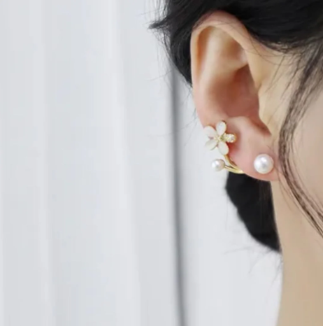 Flower Pearl Drop Earring